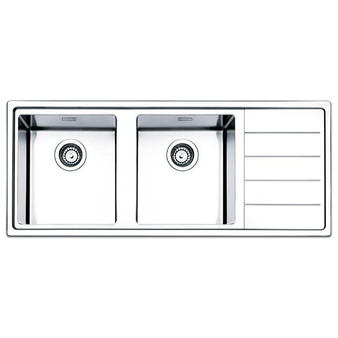 Apell LNP1162IRBC Serie Linear Lavello Acciaio inox spazzolato da Incasso Gocciolatoio a Destra 2 vasche 116x50cm