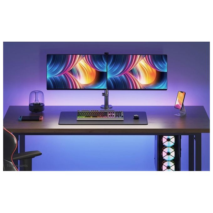 Neomounts FPMA-D550DBLACK Braccio per Monitor Doppio da Scrivania per Schermi 10-32 Pollici VESA 75x75 100x100 mm Regolabile Altezza Profondita' Inclinazione Rotazione Gestione Cavi colore Nero