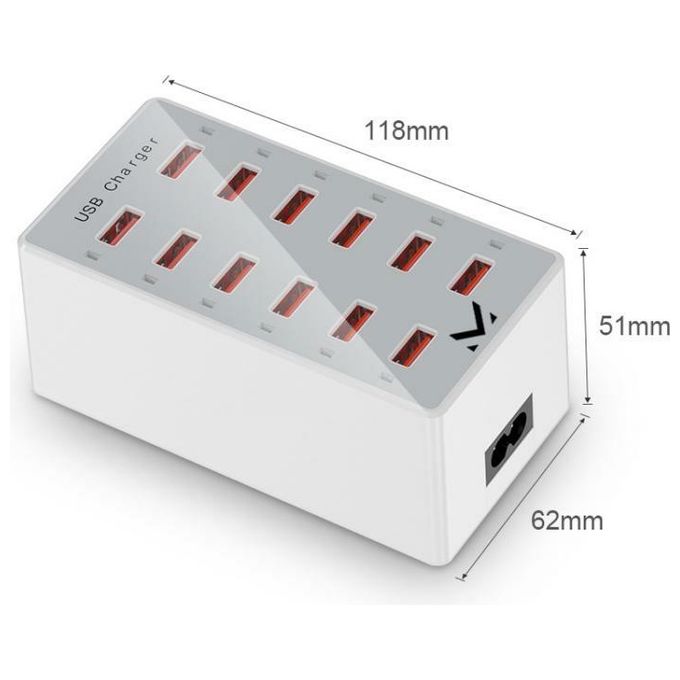 New Majestic Caricatore Usb 12 Porte Max 60W