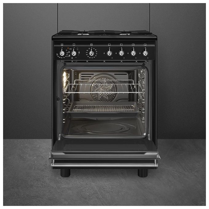 Smeg CX61GMBL Estetica Classica Cucina con piano cottura Gas 60x60 cm Forno elettrico Classe A Nera