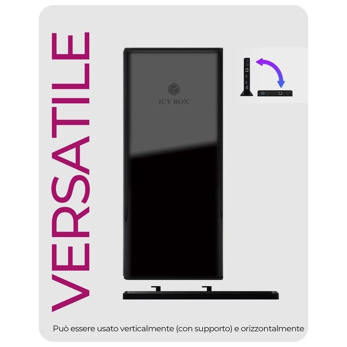 Raidsonic ICY BOX IB-DK2251AC Docking Station USB 3.0 e USB-C con 2 HDMI Hub USB a 6 vie LAN Audio con Supporto Nero