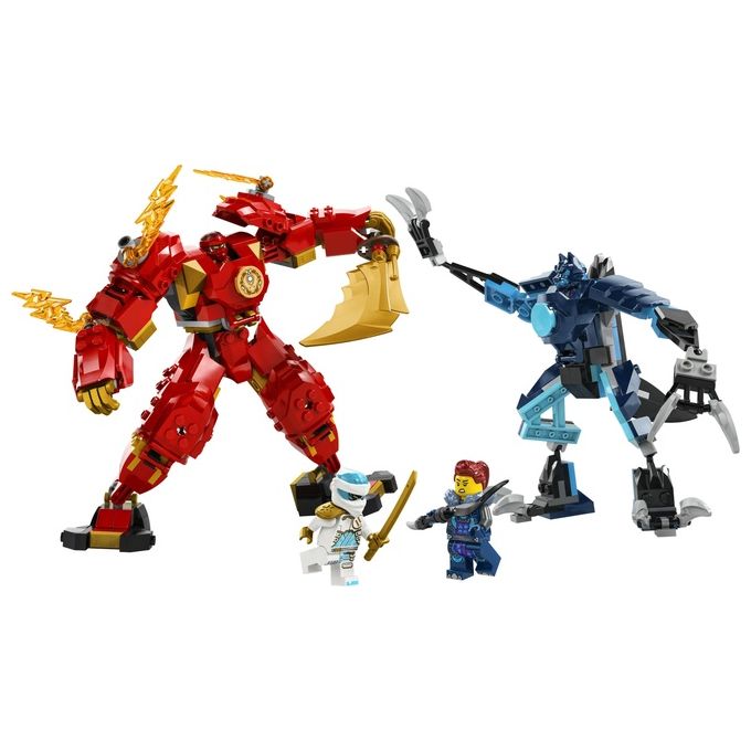 LEGO NINJAGO 71808 Mech Elemento Fuoco di Kai, Giochi per Bambini di 7+ Anni con 2 Action Figure da Costruire e 4 Minifigure