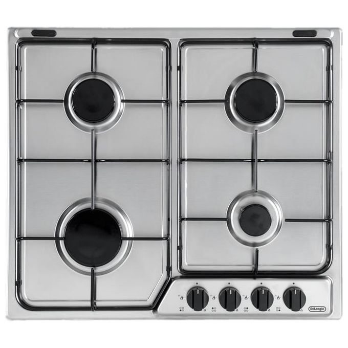 DeLonghi YAF46 ASV Piano Cottura a Gas 4 Zone Comandi frontali Griglie in piattina smaltata 60 cm Acciaio Inox