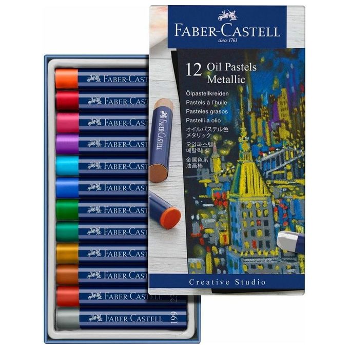 Faber Castell Confezione 12 Oil Pastels Colori Metallici Assortiti
