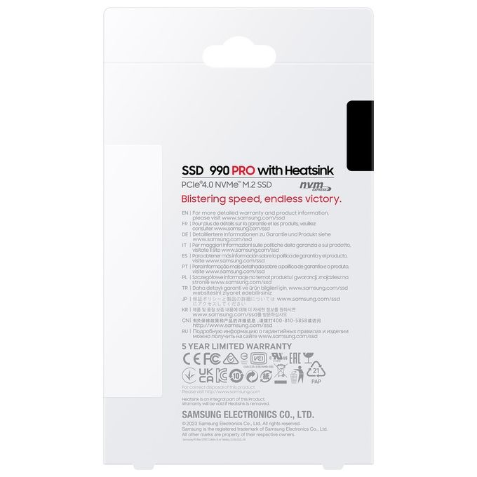 Samsung 990 PRO NVMe 4Tb con Dissipatore di Calore SSD Interno