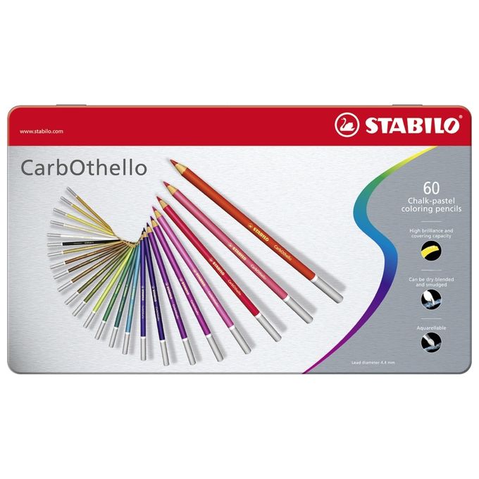 Matita colorata Premium - STABILO CarbOthello - Scatola in Metallo da 60 - Colori assortiti