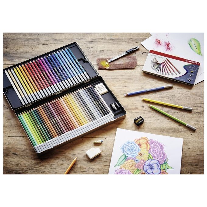 Matita colorata Premium - STABILO CarbOthello - Scatola in Metallo da 60 - Colori assortiti