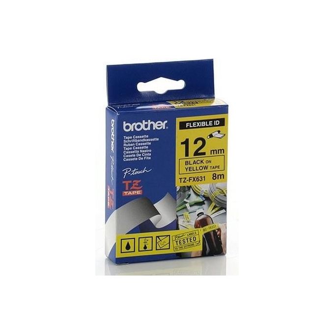 Brother Nastro Tz 12mm Nero Su Giallo Fless