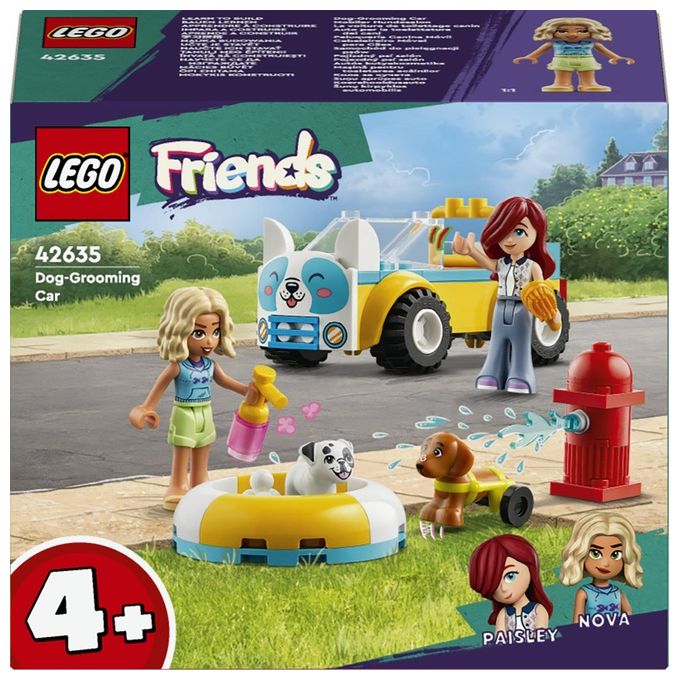 LEGO Friends Auto per la Toelettatura dei Cani Macchina Giocattolo da Costruire con 2 Personaggi 2 Cuccioli e Accessori per la Cura degli Animali Giochi per Bambine e Bambini da 4 Anni 42635