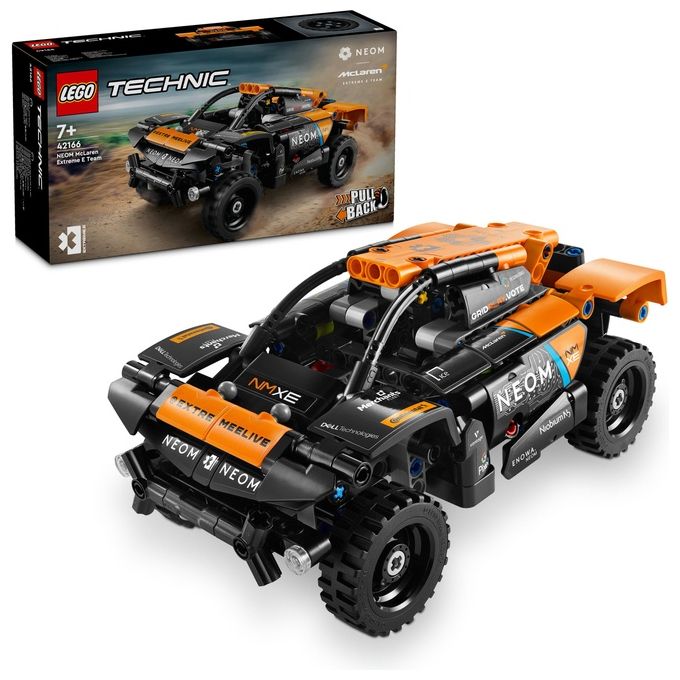 LEGO Technic 42166 NEOM McLaren Extreme E Race Car, Macchina Giocattolo con Funzione Pull-Back, Giochi per Bambini di 7+ Anni