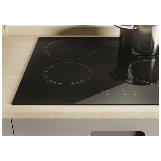 Candy CI642C-E1 Idea - Piano cottura induzione, 59 cm, 4 zone, funzione Booster, Power Management, controlli touch, Nero