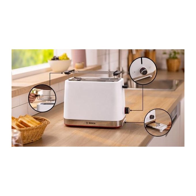 Bosch TAT4M221 MyMoment Tostapane 2 Fette 950W Bianco