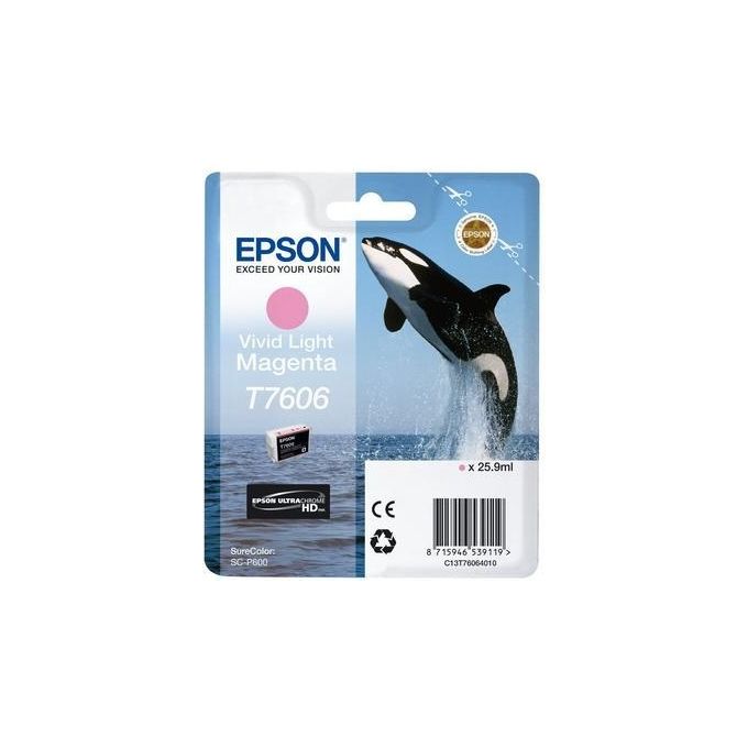 Epson C13T76064N10 T7606 Cartuccia d'Inchiostro Originale Inkjet 25,9 ml per SureColor SC-P600 colore Magenta Chiaro
