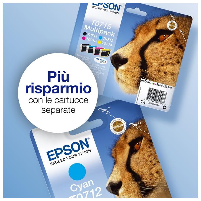 Epson C13T07154022 T0715 Multipack Cartucce Originali DURABrite Ultra Inkjet Nero Ciano Magenta Giallo 7,4ml 5,5ml