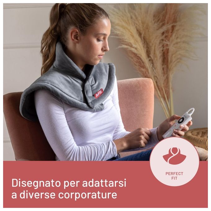 Imetec Intellisense Cervical Termoforo per Cervicale e Spalle Cuscino Termico 47x52cm Tessuto Anallergico 5 Temperature Lavabile In Lavatrice