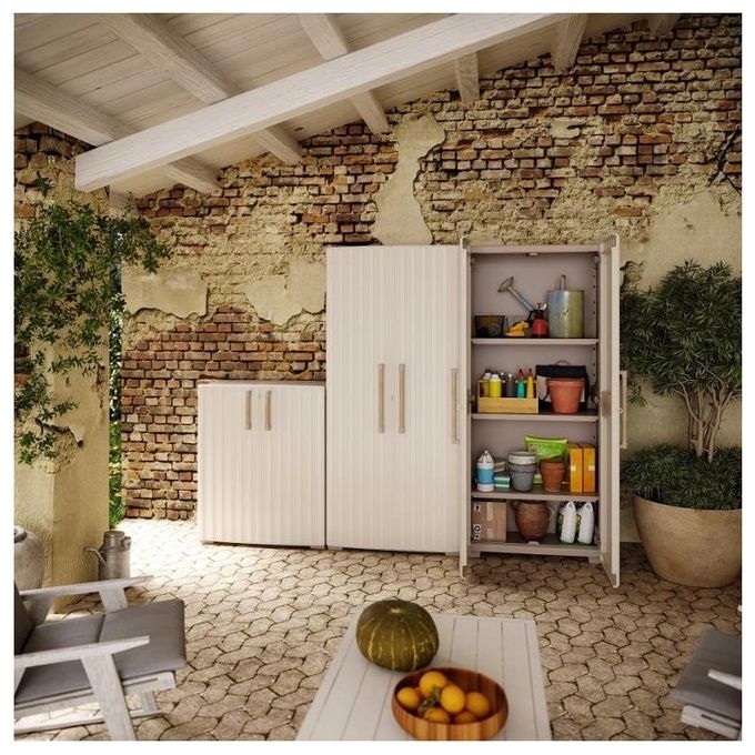 Keter Armadio Groove Basso 80x45x98H per Arredamento Esterno Design Moderno e Funzionale