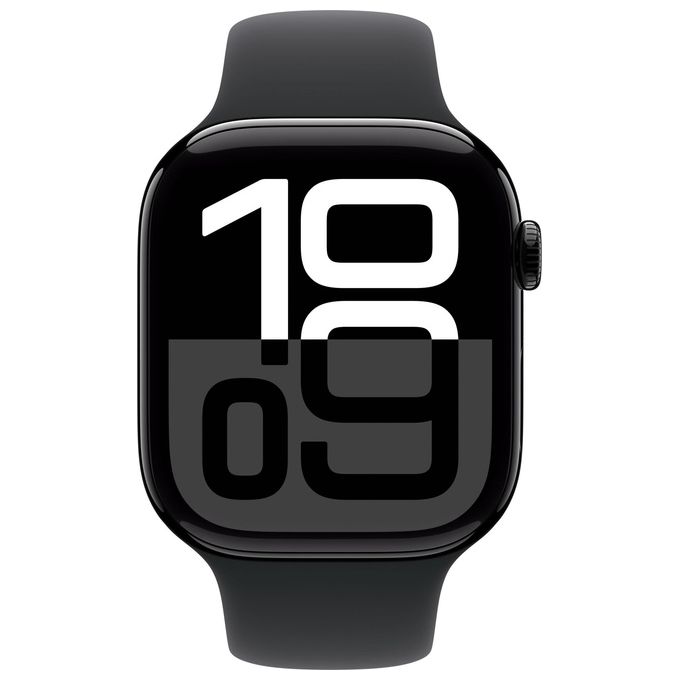Apple Watch 10 46mm GPS Cassa in alluminio Jet Black con Cinturino Sport nero - S-M