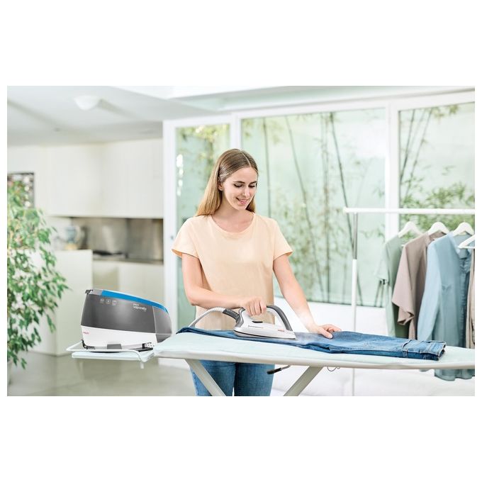 Polti VN18.20 – Sistema stirante con caldaia, potenza 2200 W, pressione 6,5 bar, autonomia continua, serbatoio 1,3 L, colpo vapore elevato, piastra in acciaio inox, colore Bianco-Blu