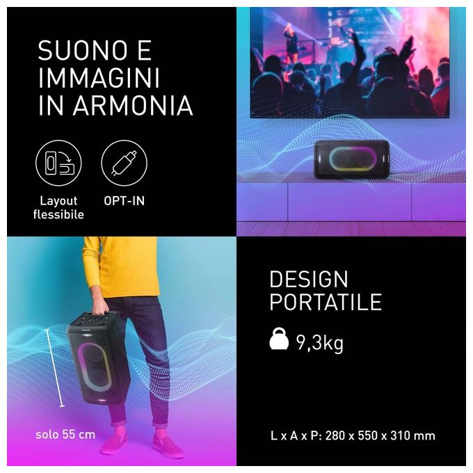 Panasonic SC-BMAX10E-K Cassa Bluetooth Altoparlante Portatile Wireless Potenza 150W colore Nero