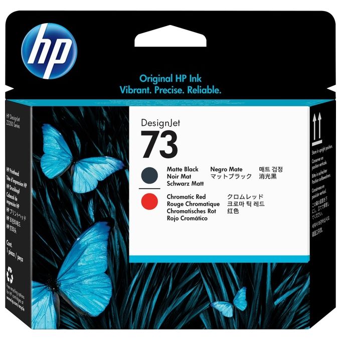 Hp Testina Di Stampa N.73 Nero Opaco E Rosso Chromatic