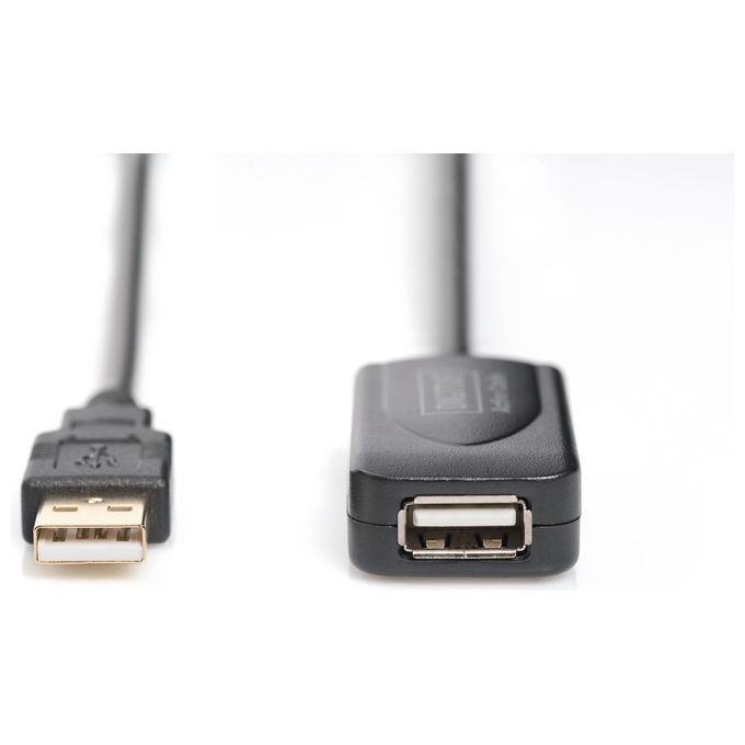 Cavo Usb 2.0 A-a 5mt M F Prolunga Ripetitore Di Segnale Nero Digitus