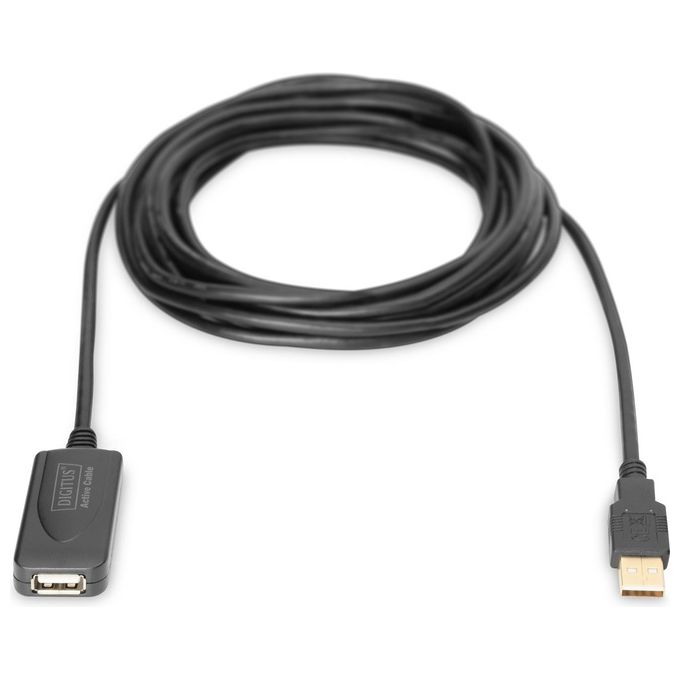 Cavo Usb 2.0 A-a 5mt M F Prolunga Ripetitore Di Segnale Nero Digitus