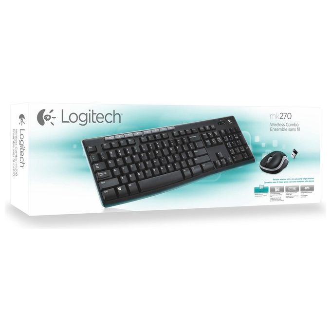 Logitech Wireless Combo Mk270 Kit Tastiera e Mouse Wireless con Ricevitore Nano Nero LAYOUT TEDESCO