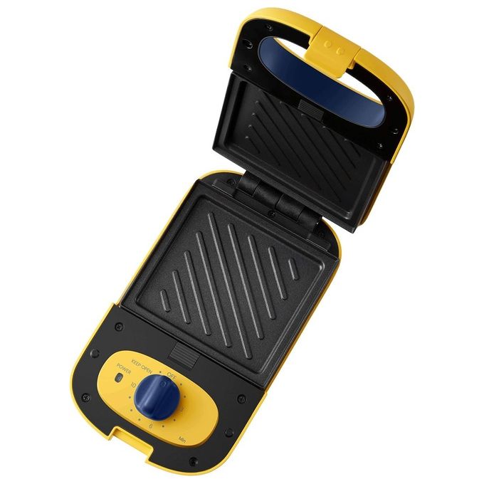 Comfee’ MonsterChef MC‑JK1312P201 - Tostiera a piastra, 800‑950 W, 3 piastre antiaderenti, indicatori luminosi, colore giallo