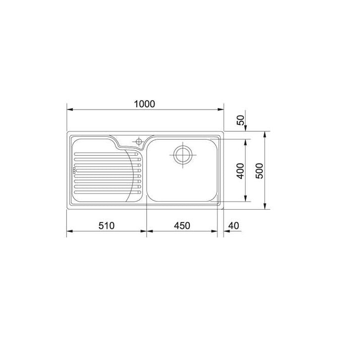 Franke Lavello Inox GAX 611 3 1-2 WWK gocciolatoio a destra 1 Vasca + scolapiatti 100 cm 101.0017.509