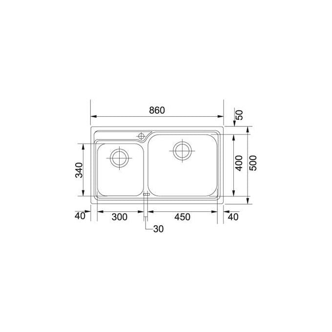 Franke GAX 620 Galassia Lavello Acciaio Inox Spazzolato da incasso 2 Vasche Acciaio 86x50cm 101.0017.507