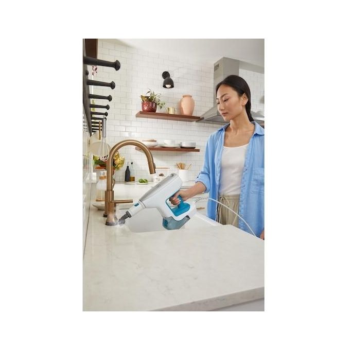 Black+Decker BHSM15FX08 – Pulitore a vapore 2 in 1, capacita' serbatoio 0.5 L, Potenza 1500 W, Pressione vapore elevata, Autonomia fino a 20 min, Kit estensione incluso, Colore Bianco-Arancio