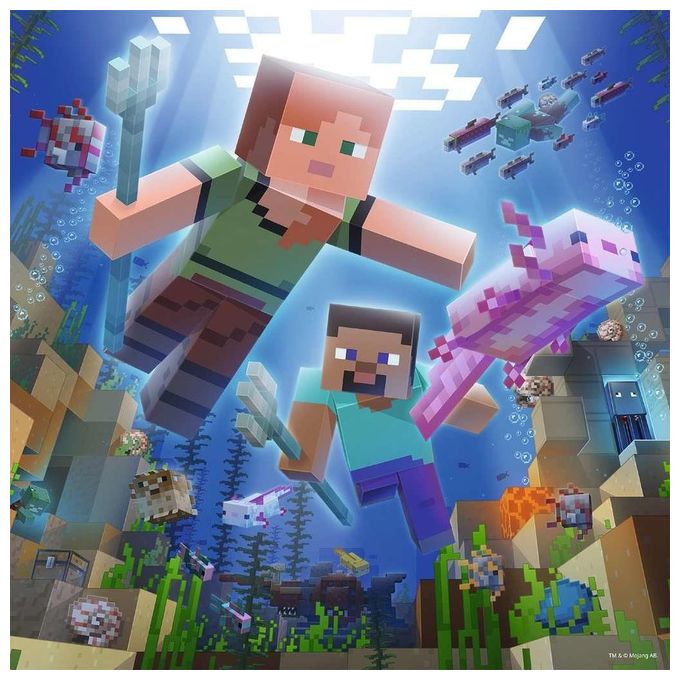 3 Ravensburger Puzzle da 49 Pezzi - Minecraft
