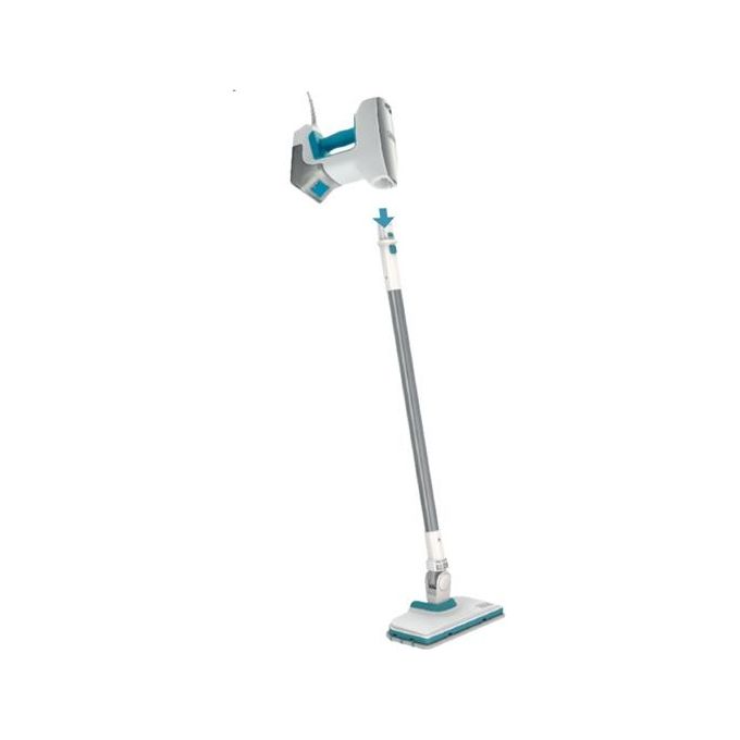 Black+Decker BHSM15FX08 – Pulitore a vapore 2 in 1, capacita' serbatoio 0.5 L, Potenza 1500 W, Pressione vapore elevata, Autonomia fino a 20 min, Kit estensione incluso, Colore Bianco-Arancio