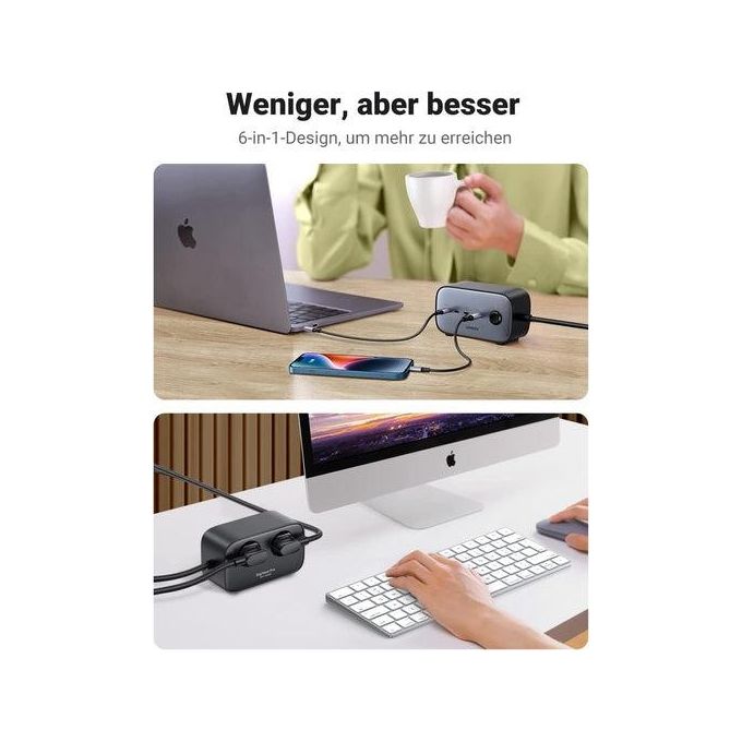 Ugreen DigiNest Cube Power Strip 3 AC Outlets  65W 2A2C