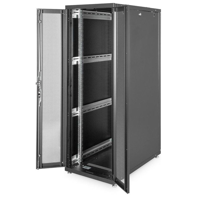 Digitus DN-19 SRV-36U-B-1 Armadio 36 Unita' Linea Server 1787x600x1000mm Colore Nero con Porta Traforata e Ruote