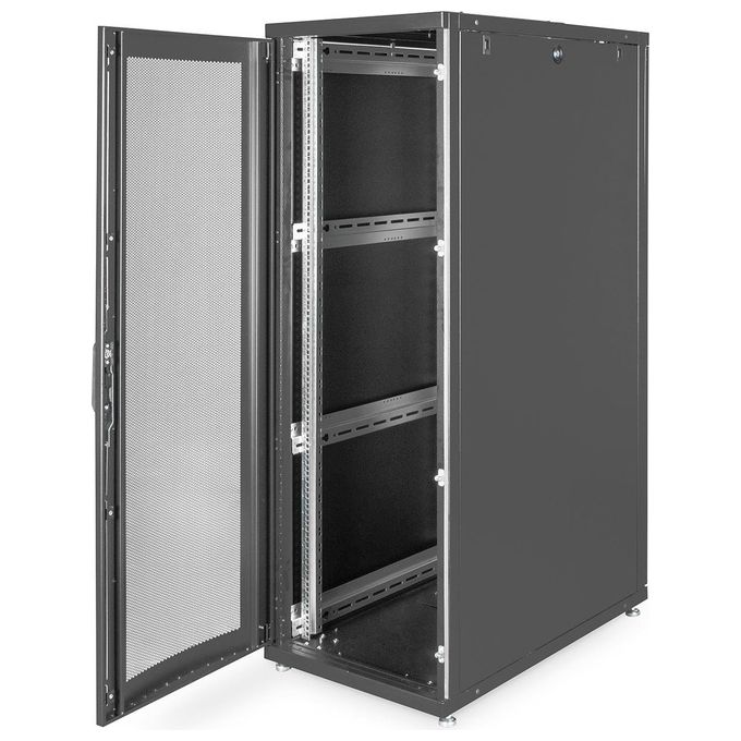 Digitus DN-19 SRV-36U-B-1 Armadio 36 Unita' Linea Server 1787x600x1000mm Colore Nero con Porta Traforata e Ruote