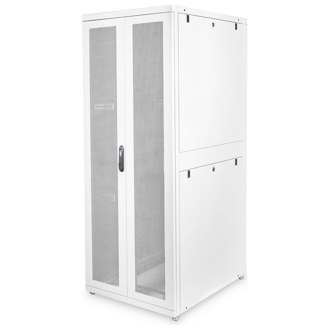Digitus armadio rack 19'' 42 unita' linea server (a)1970 x (l)800 (p)1000mm. colore grigio chiaro con porta traforata e ruote