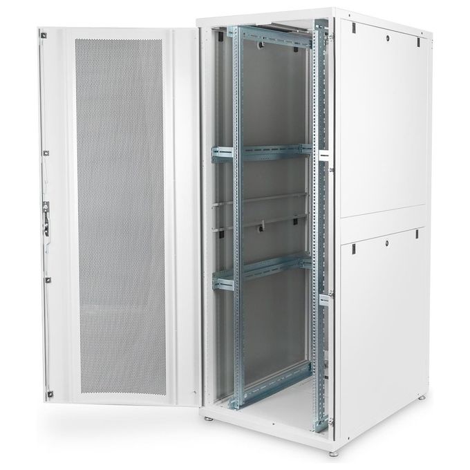 Digitus armadio rack 19'' 42 unita' linea server (a)1970 x (l)800 (p)1000mm. colore grigio chiaro con porta traforata e ruote