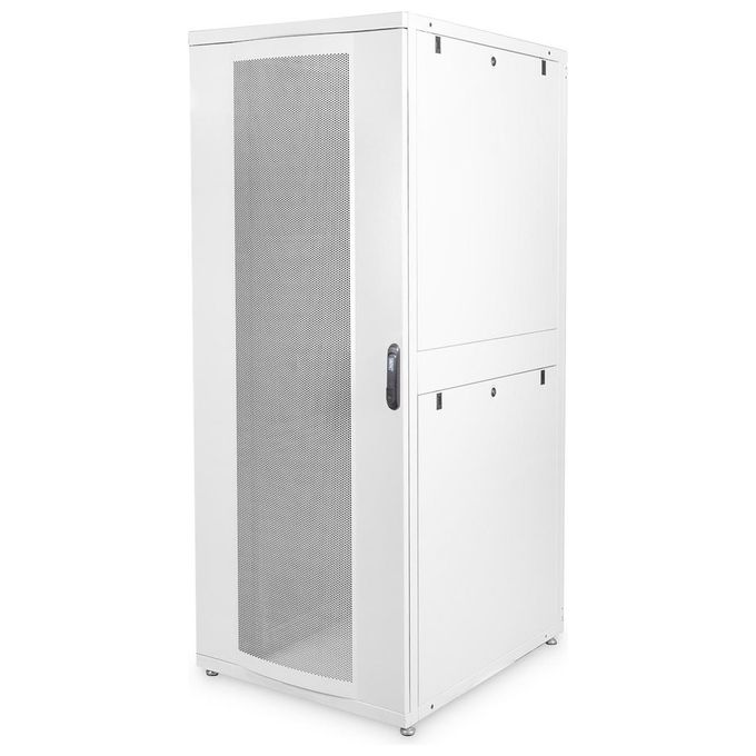 Digitus armadio rack 19'' 42 unita' linea server (a)1970 x (l)800 (p)1000mm. colore grigio chiaro con porta traforata e ruote
