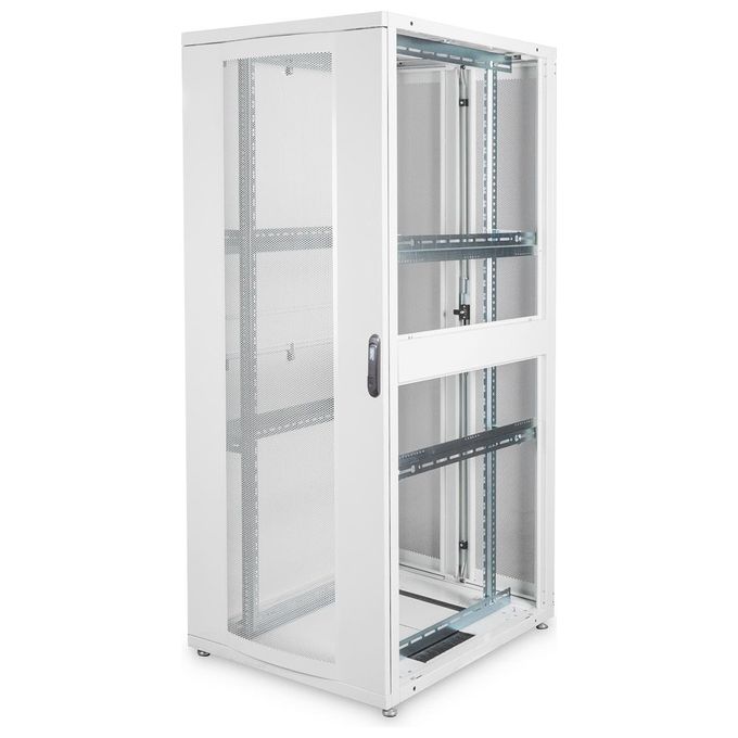 Digitus armadio rack 19'' 42 unita' linea server (a)1970 x (l)800 (p)1000mm. colore grigio chiaro con porta traforata e ruote
