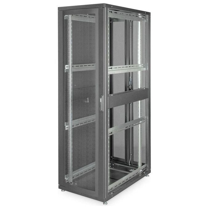 Digitus armadio rack 19'' 42 unita' linea server (a)1970 x (l)600 (p)1000mm. colore nero con porta traforata e ruote