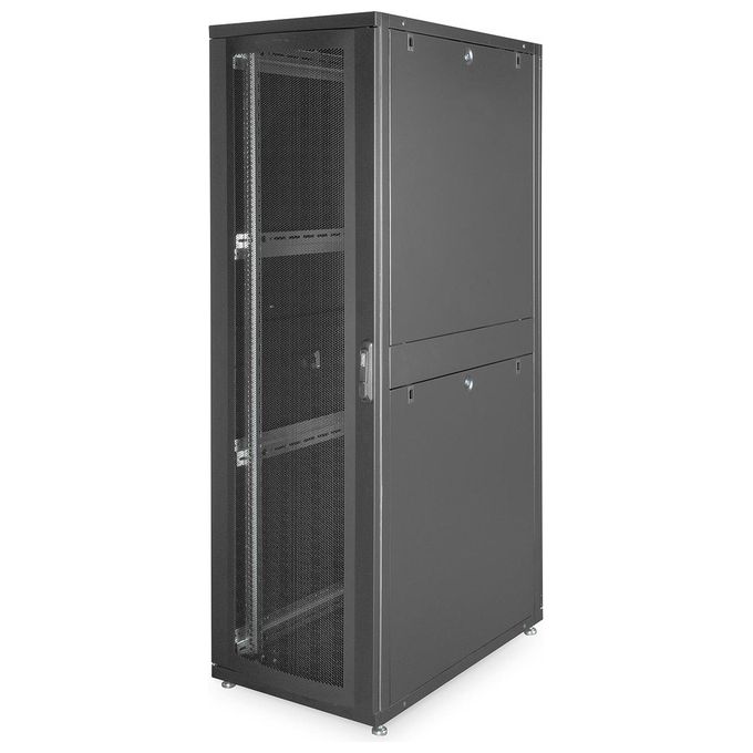 Digitus armadio rack 19'' 42 unita' linea server (a)1970 x (l)600 (p)1000mm. colore nero con porta traforata e ruote