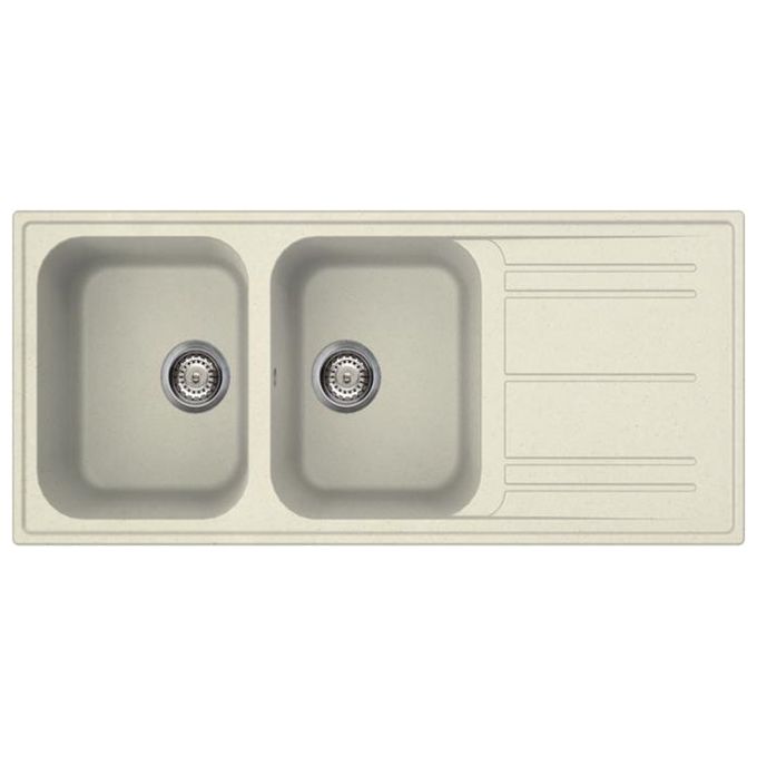 Smeg LZ116P Lavello Sintetico da Incasso Standard Estetica Universale 2 Vasche + Gocciolatoio Reversibile 116 cm Panna