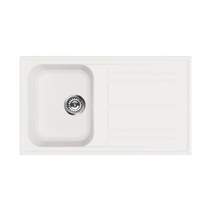 Smeg LZ861B Lavello Sintetico da Incasso Standard Estetica Universale 1 Vasca + Gocciolatoio Reversibile 86 cm Bianco