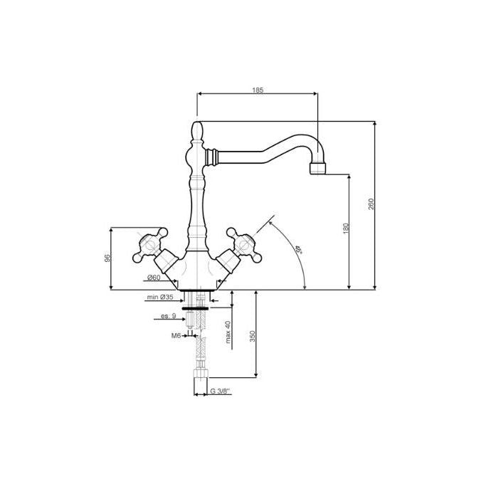 Smeg MIR8RA Miscelatore doppio comando a canna girevole 360° Rame