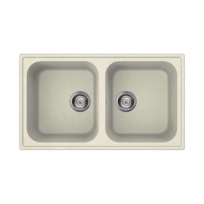 Smeg LZ862P Rigae Lavello Sintetico da Incasso Antibatterico Antigraffio 2 Vasche Panna 86x50cm LZ862P
