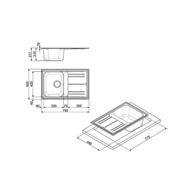 Smeg LZ791P Lavello Sintetico da Incasso Standard Estetica Universale 1 Vasca + Gocciolatoio Reversibile 79 cm Panna