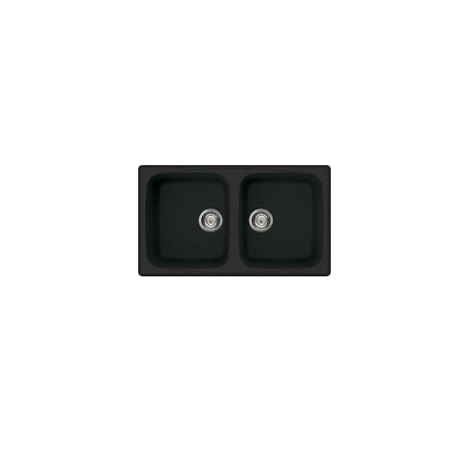 SMEG LZ792A Rigae Lavello Sintetico da incasso Antibatterico Antigraffio 2 Vasche Antracite 79x50cm LZ792A