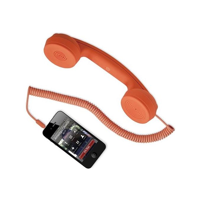 Hi-Fun Auricolari Vintage Hi-Ring Cornetta Telefonica 3.5mm Arancione per Smartphone e Dispositivi Mobile