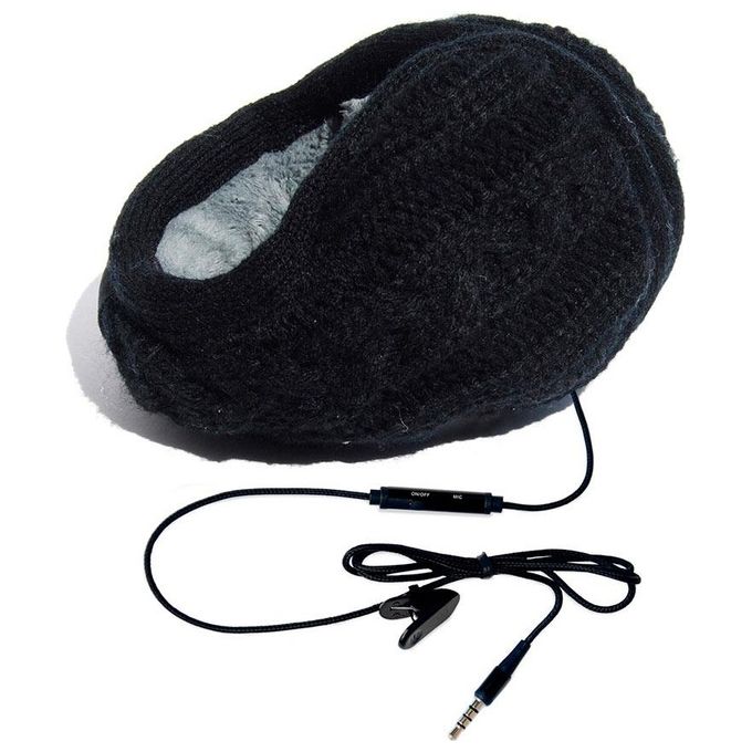 Hi-Ear Paraorecchie Musicale con Speaker e Jack 3.5 Lana Treccia Nera